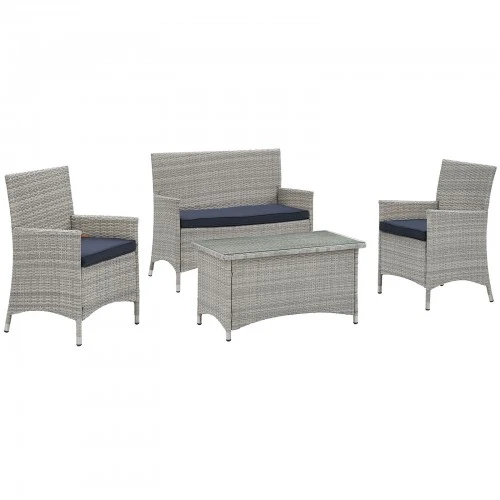 Modway EEI-2212-LGR-NAV Bridge 4 Piece Outdoor Patio Conversation Set In Light Gray Navy 1 Modway EEI-2212-LGR-NAV Bridge 4 Piece Outdoor Patio Conversation Set In Light Gray Navy