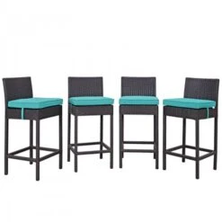 Modway EEI-2218-EXP-TRQ-SET Convene 4 Piece Outdoor Patio Pub Set In Espresso Turquoise