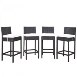 Modway EEI-2218-EXP-WHI-SET Convene 4 Piece Outdoor Patio Pub Set In Espresso White