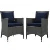 Modway EEI-2242-CHC-NAV-SET Sojourn 2 Piece Outdoor Patio Sunbrella Dining Set In Canvas Navy