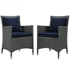 Modway EEI-2242-CHC-NAV-SET Sojourn 2 Piece Outdoor Patio Sunbrella Dining Set In Canvas Navy