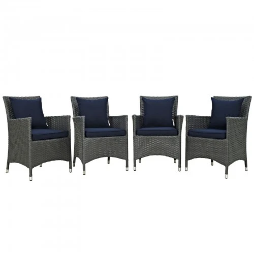 Modway EEI-2243-CHC-NAV-SET Sojourn 4 Piece Outdoor Patio Sunbrella Dining Set In Canvas Navy 1 Modway EEI-2243-CHC-NAV-SET Sojourn 4 Piece Outdoor Patio Sunbrella Dining Set In Canvas Navy