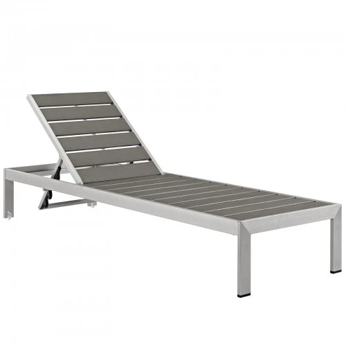 Modway EEI-2247-SLV-GRY Shore Outdoor Patio Aluminum Chaise In Silver Gray 1 Modway EEI-2247-SLV-GRY Shore Outdoor Patio Aluminum Chaise In Silver Gray
