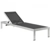 Modway EEI-2249-SLV-BLK Shore Outdoor Patio Aluminum Mesh Chaise In Silver Black