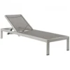 Modway EEI-2249-SLV-GRY Shore Outdoor Patio Aluminum Mesh Chaise In Silver Gray