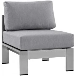 Modway EEI-2263-SLV-GRY Shore Armless Outdoor Patio Aluminum Chair In Silver Gray