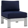 Modway EEI-2263-SLV-NAV Shore Armless Outdoor Patio Aluminum Chair In Silver Navy
