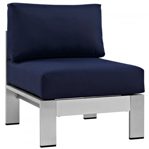 Modway EEI-2263-SLV-NAV Shore Armless Outdoor Patio Aluminum Chair In Silver Navy 3 Modway EEI-2263-SLV-NAV Shore Armless Outdoor Patio Aluminum Chair In Silver Navy -Legacy Shop eei 2263 slv nav