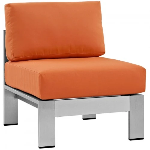Modway EEI-2263-SLV-ORA Shore Armless Outdoor Patio Aluminum Chair In Silver Orange 1 Modway EEI-2263-SLV-ORA Shore Armless Outdoor Patio Aluminum Chair In Silver Orange