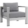 Modway EEI-2266-SLV-GRY Shore Outdoor Patio Aluminum Armchair In Silver Gray