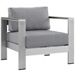 Modway EEI-2266-SLV-GRY Shore Outdoor Patio Aluminum Armchair In Silver Gray