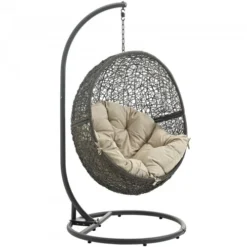 Modway EEI-2273-GRY-BEI Hide Outdoor Patio Swing Chair In Gray Beige