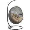 Modway EEI-2273-GRY-MOC Hide Outdoor Patio Swing Chair In Gray Mocha
