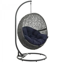 Modway EEI-2273-GRY-NAV Hide Outdoor Patio Swing Chair In Gray Navy
