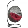 Modway EEI-2273-GRY-RED Hide Outdoor Patio Swing Chair In Gray Red