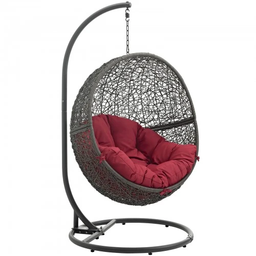 Modway EEI-2273-GRY-RED Hide Outdoor Patio Swing Chair In Gray Red 1 Modway EEI-2273-GRY-RED Hide Outdoor Patio Swing Chair In Gray Red