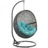 Modway EEI-2273-GRY-TRQ Hide Outdoor Patio Swing Chair In Gray Turquoise