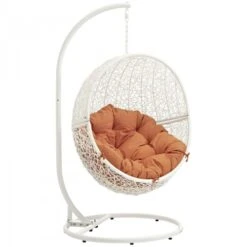 Modway EEI-2273-WHI-ORA Hide Outdoor Patio Swing Chair In White Orange