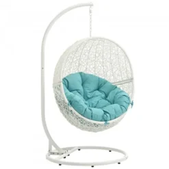 Modway EEI-2273-WHI-TRQ Hide Outdoor Patio Swing Chair In White Turquoise