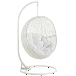 Modway EEI-2273-WHI-WHI Hide Outdoor Patio Swing Chair With Stand In White
