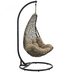 Modway EEI-2276-BLK-MOC-SET Abate Outdoor Patio Swing Chair In Black Mocha
