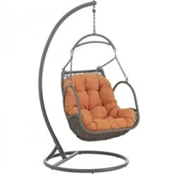 Modway EEI-2279-ORA-SET Arbor Outdoor Patio Wood Swing Chair In Orange