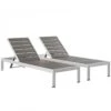 Modway EEI-2467-SLV-GRY-SET Shore Set Of 2 Outdoor Patio Aluminum Chaise In Silver Gray