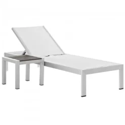 Modway EEI-2470-SLV-WHI-SET Shore 2 Piece Outdoor Patio Aluminum Set In Silver White