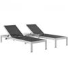 Modway EEI-2471-SLV-BLK-SET Shore 3 Piece Outdoor Patio Aluminum Set In Silver Black