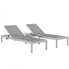 Modway EEI-2471-SLV-GRY-SET Shore 3 Piece Outdoor Patio Aluminum Set In Silver Gray