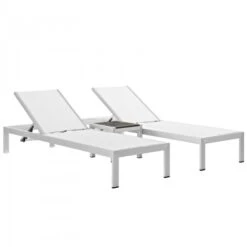Modway EEI-2471-SLV-WHI-SET Shore 3 Piece Outdoor Patio Aluminum Set In Silver White