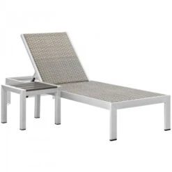 Modway EEI-2475-SLV-GRY-SET Shore 2 Piece Outdoor Patio Set In Silver Gray