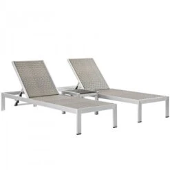 Modway EEI-2476-SLV-GRY-SET Shore 3 Piece Outdoor Patio Aluminum Set In Silver Gray