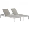 Modway EEI-2477-SLV-GRY-SET Shore Set Of 2 Outdoor Patio Aluminum Chaise In Silver Gray