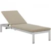 Modway EEI-2660-SLV-BEI Shore Outdoor Patio Aluminum Chaise With Cushions In Silver Beige