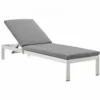 Modway EEI-2660-SLV-GRY Shore Outdoor Patio Aluminum Chaise With Cushions In Silver Gray