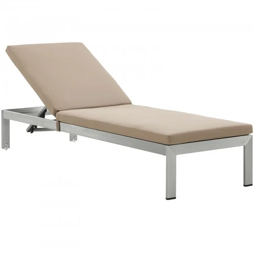 Modway EEI-2660-SLV-MOC Shore Outdoor Patio Aluminum Chaise With Cushions In Silver Mocha 1 Modway EEI-2660-SLV-MOC Shore Outdoor Patio Aluminum Chaise With Cushions In Silver Mocha