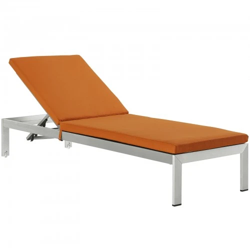Modway EEI-2660-SLV-ORA Shore Outdoor Patio Aluminum Chaise With Cushions In Silver Orange 1 Modway EEI-2660-SLV-ORA Shore Outdoor Patio Aluminum Chaise With Cushions In Silver Orange