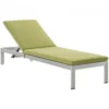Modway EEI-2660-SLV-PER Shore Outdoor Patio Aluminum Chaise With Cushions In Silver Peridot