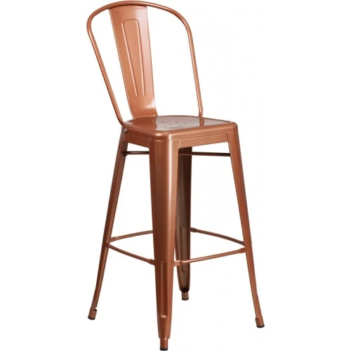 Flash Furniture ET-3534-30-POC-GG 30'' High Metal Indoor-Outdoor Barstool With Back In Copper 1 Flash Furniture ET-3534-30-POC-GG 30'' High Metal Indoor-Outdoor Barstool With Back In Copper