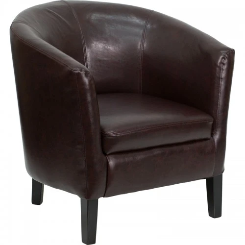 Flash Furniture Brown Leather Barrel Shaped Guest Chair GO-S-11-BN-BARREL-GG 1 Flash Furniture Brown Leather Barrel Shaped Guest Chair GO-S-11-BN-BARREL-GG