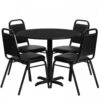 Flash Furniture 36'' Round Black Laminate Table Set With 4 Black Trapezoidal Back Banquet Chairs HDBF1001-GG