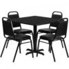 Flash Furniture 36'' Square Black Laminate Table Set With 4 Black Trapezoidal Back Banquet Chairs HDBF1009-GG