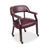 Lorell Captain Chair With Casters 24" X 24" X 30-3/4" Burgundy LLR60601
