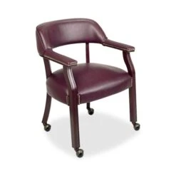 Lorell Captain Chair With Casters 24" X 24" X 30-3/4" Burgundy LLR60601