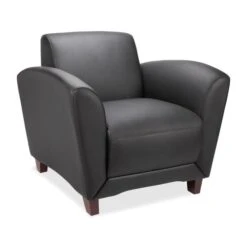 Lorell Bonded Reception Chair 36" X 34-1/2" X 31-1/4" Leather/Black LLR68952