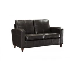 Office Star Furniture Lounge Seating Black Eco Leather Loveseat With Espresso Finish Legs SL2812-EC3