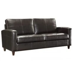Office Star Furniture Lounge Seating Black Eco Leather Sofa With Espresso Finish Legs SL2813-EC3