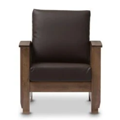 Baxton Studio SW3513-Dark Brown/Walnut-M17-CC Charlotte 1-Seater Lounge Chair