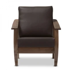 Baxton Studio SW3656-Dark Brown/Walnut-M17-CC Pierce Modern 1-Seater Lounge Chair